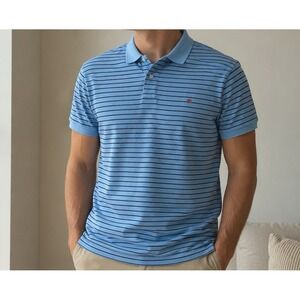 Vtg. Ralph Lauren Polo Jean Co. Polo Shirt Men L Short Sleeve Blue Striped Flag